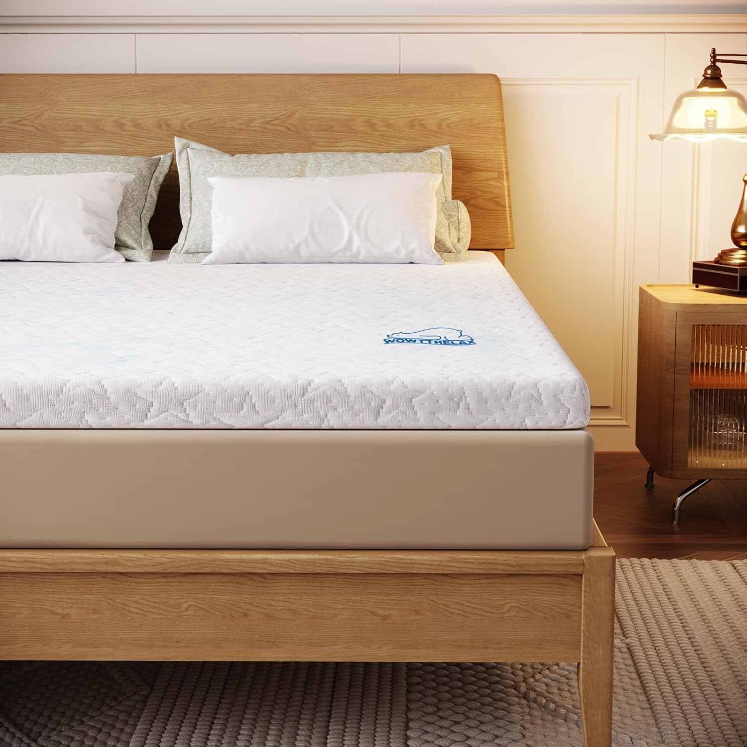 Wowttrelax Surmatelas 140 x 200, Surmatelas à Gel Mémoire de Forme, sur-Matelas pour Adulte Épaisseur 6 cm, Housse Amovible et Lavable, Hypoallergénique, Soutien Optimal (140x200x6cm) | Housse de matelas amovible douce au toucher, norme de qualité alleman