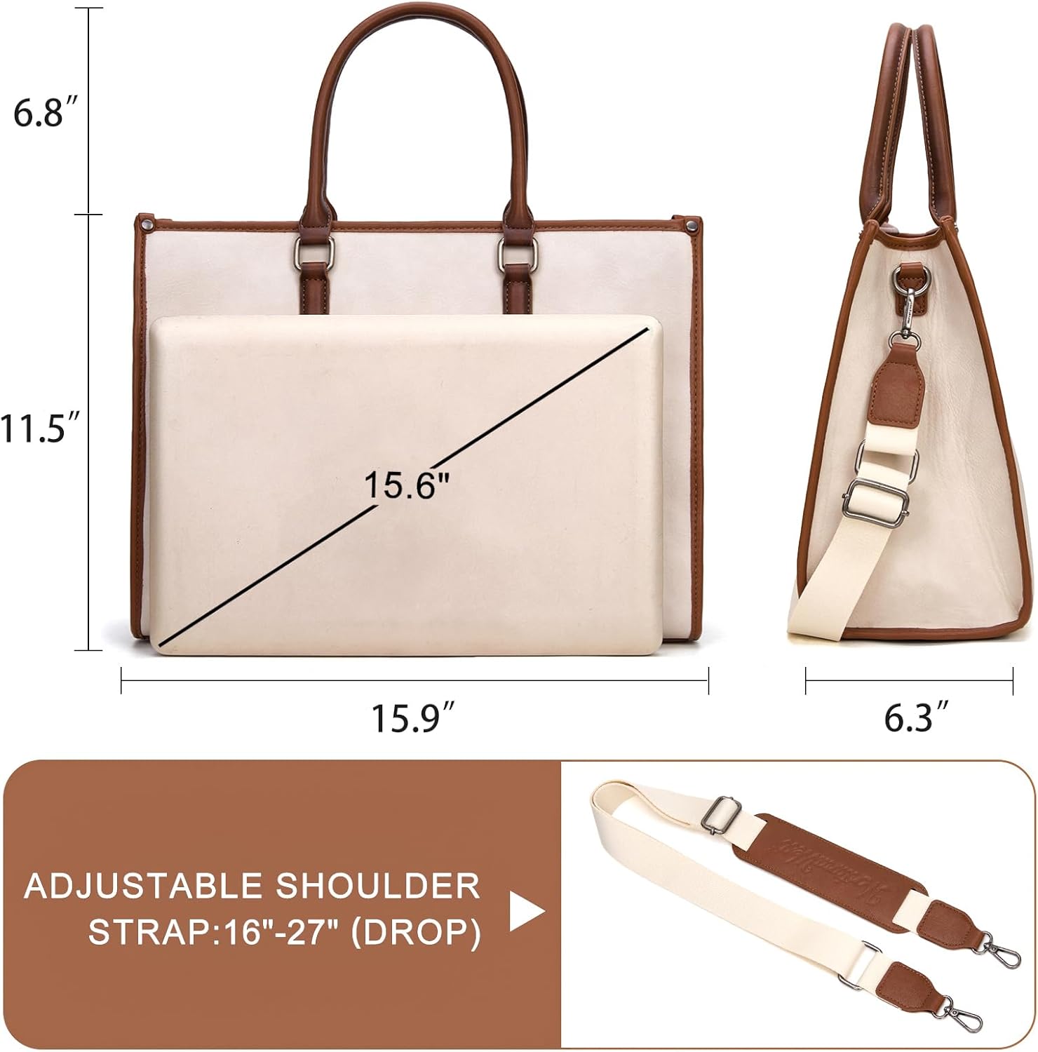 Montana West Laptop Tote Bag for Women 15.6 Inch Computer Bags Business Office Work Briefcase With Adjustable Shoulder Strap - Image 6