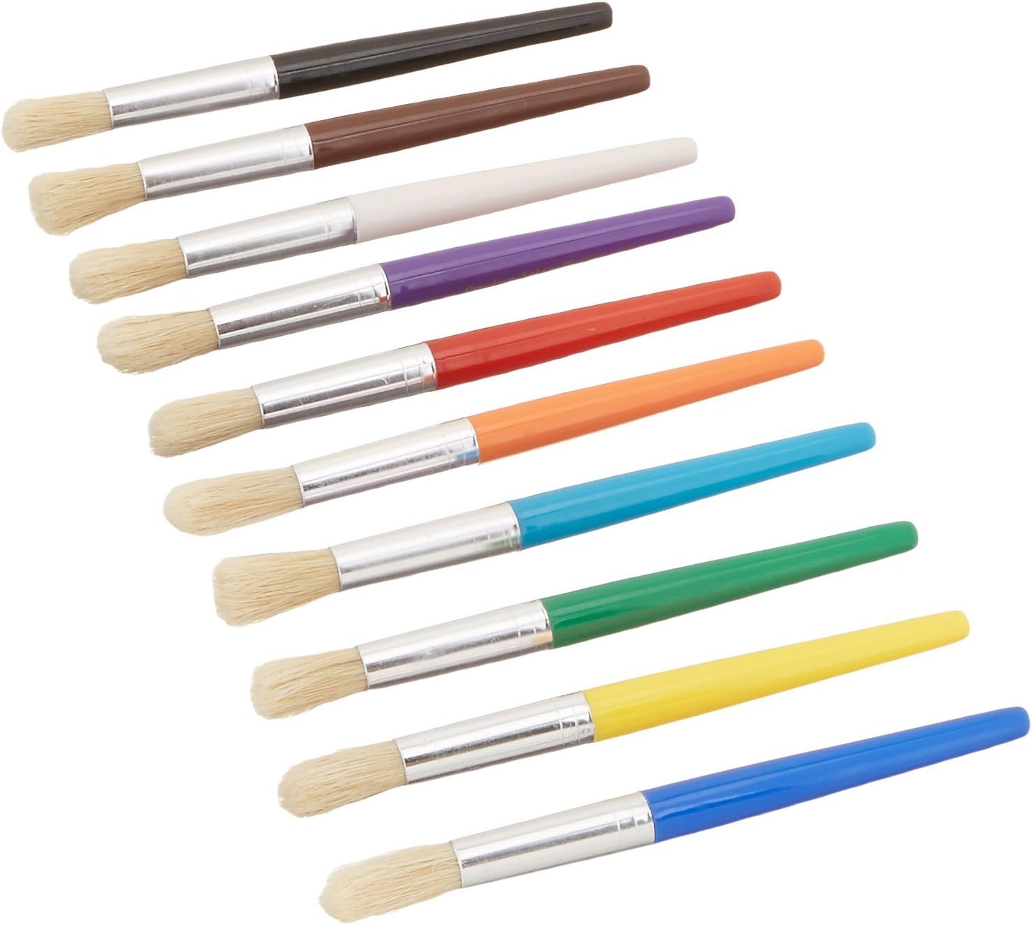 Charles Leonard Creative Arts Round Tip Paint Brushes, Short Stubby Round Handle with Hog Bristle, 7.5 Inch, Colors May Vary, 10-Pack (73210)