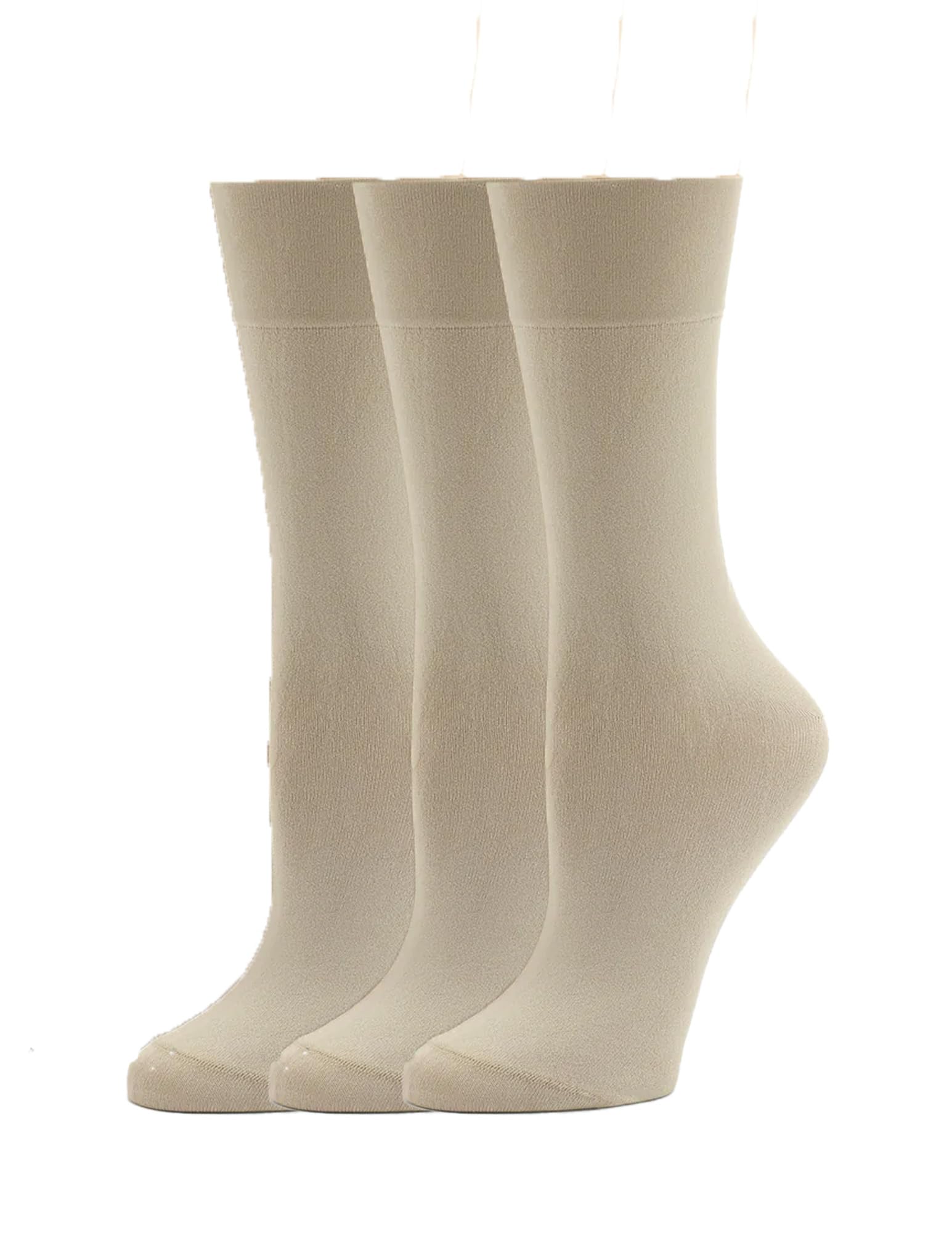 HUE Ultrasmooth Crew Socken (3er Pack) - Beige - Einheitsgröße