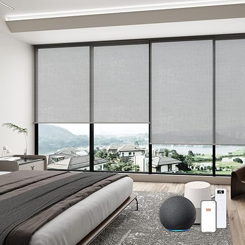 Stylishade Persianas motorizadas fáciles de instalar para ventanas con control remoto, persianas inteligentes 60% opacas que funcionan con Alexa,