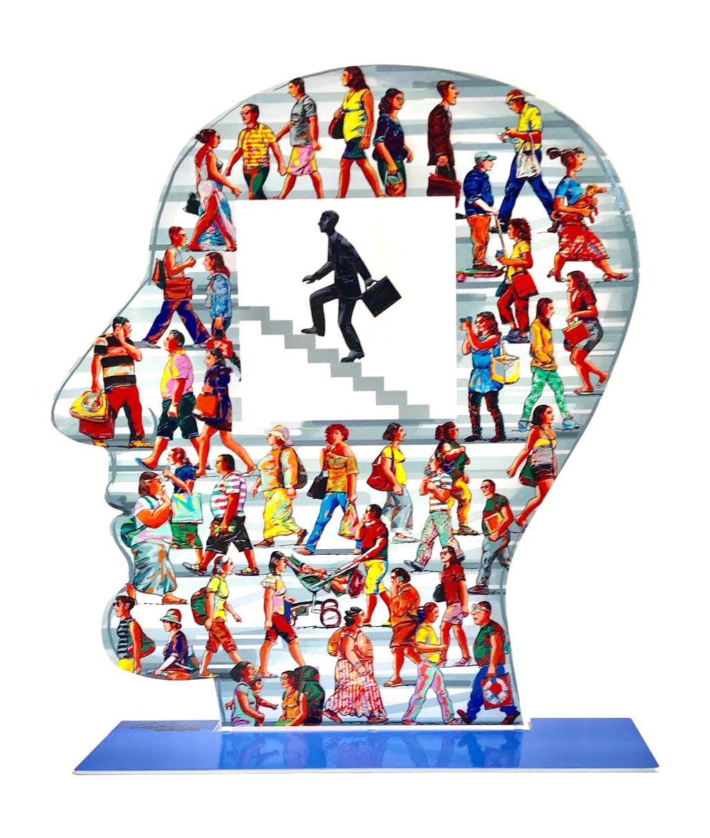 Up and Beyond Head Sculpture by David Gerstein, Free Standing Metal Cutout