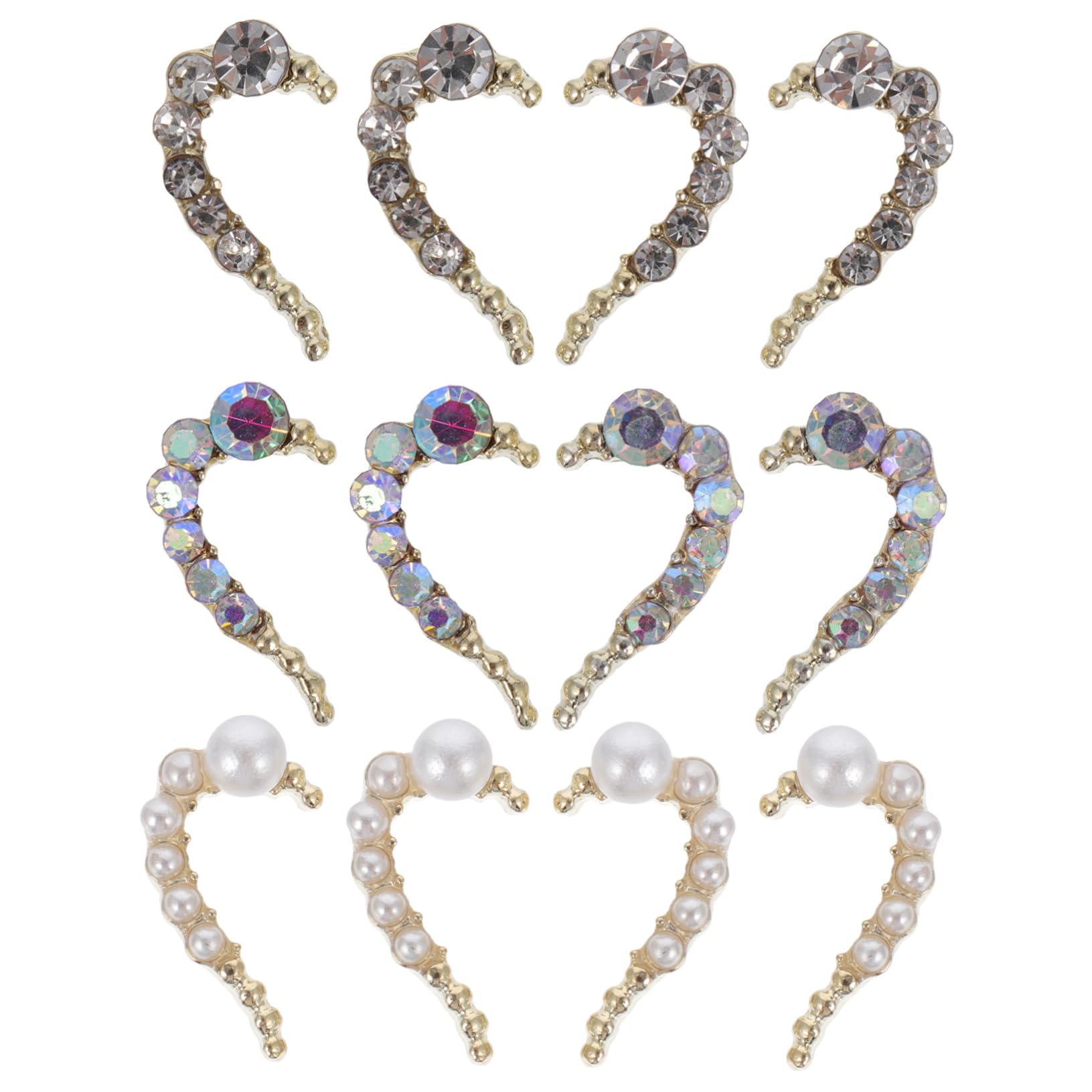 VICASKY 12pcs Heart Nail Gems Pink Rhinestones for Nails Decorative Studs for DIY Manicure