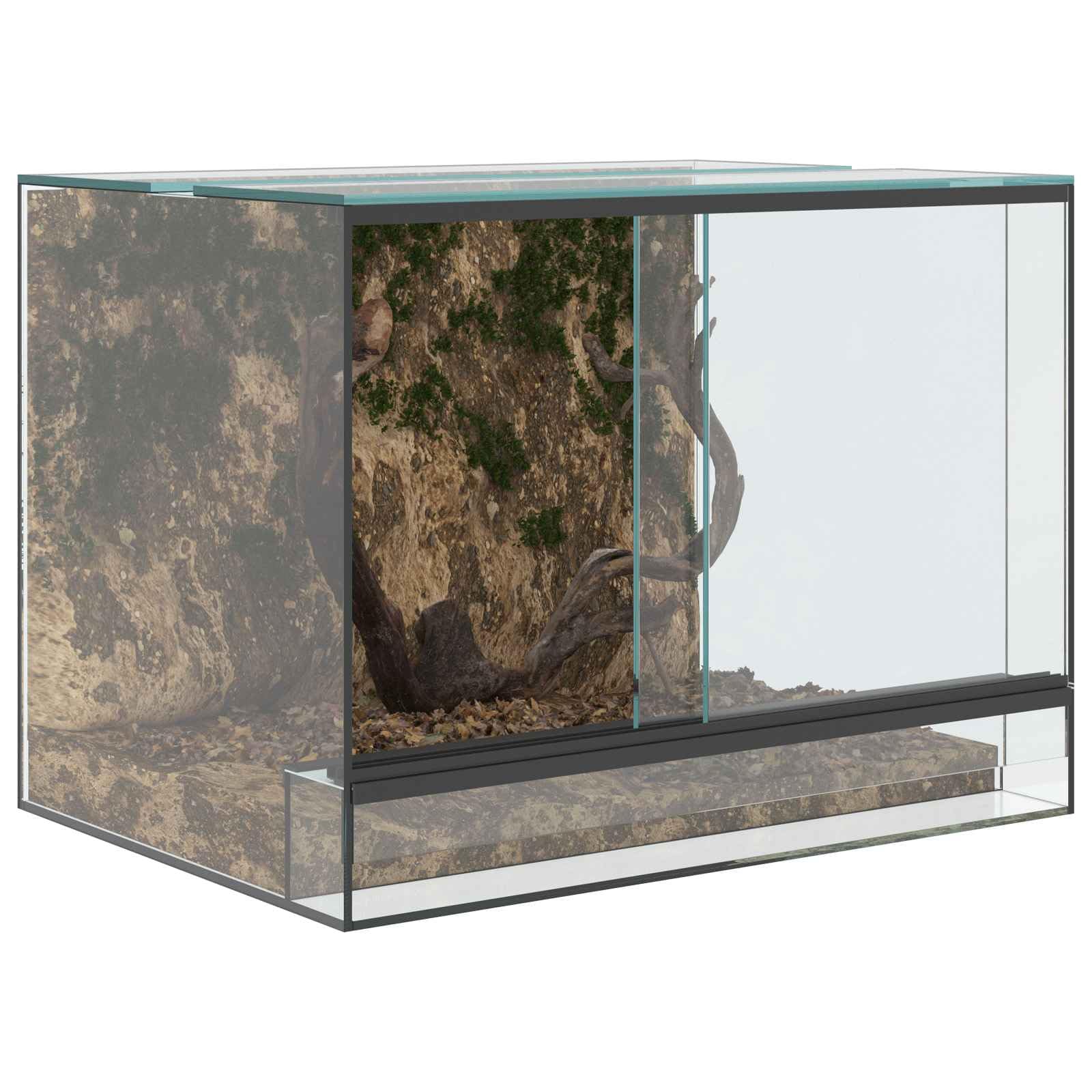 vidaXL Terrarium mit Speicher Transparent 40 x 30 x 30 cm Glas, Moderner Glasterrarium, robuster Reptilienkäfig, 360-Grad Lebensraum, transparentes Zuhause