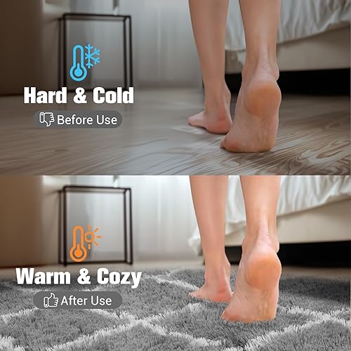 Miniatura 4 de Tapete esponjoso para dormitorio, sala, habitación de los niños, habitación del bebé o decoración de hogar, a rayas, a cuadros, antideslizante, pelo