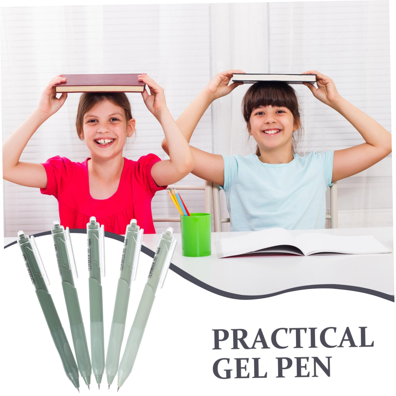 Uonlytech 5 Ensembles Stylo Gel À Encre Gel Lisse Coloré Pour Enfants Fournitures De Papeterie Fournitures Scolaires Plastique Vert 5 pièces * 5