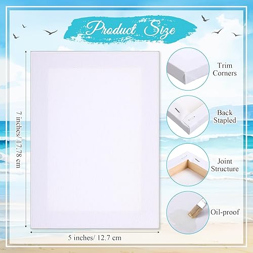 Vista 2 de Thenshop 20 lienzos estirados para pintar de 5 x 7 pulgadas, triple imprimado sin ácidos, 100% algodón, blanco para suministros de pintura, aceite
