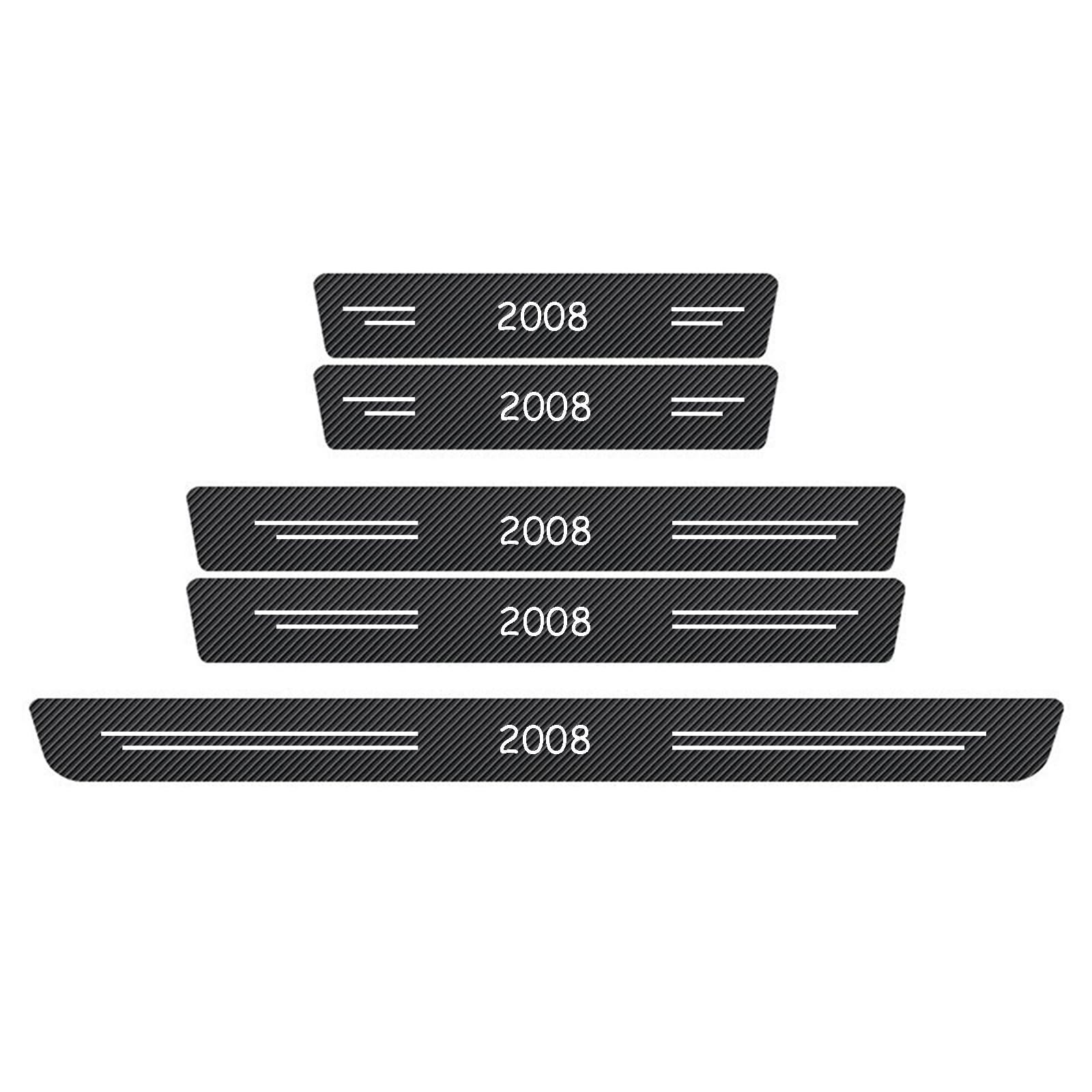 WXH97F 5PCS Car Door Sill Protector for Peugeot 2008, Carbon Fibre Effect Kick Plates, Welcome Pedal Step Guard, Rear Boot Bumper Strip, Self-Adhesive Anti-Scratch Protection Sticker