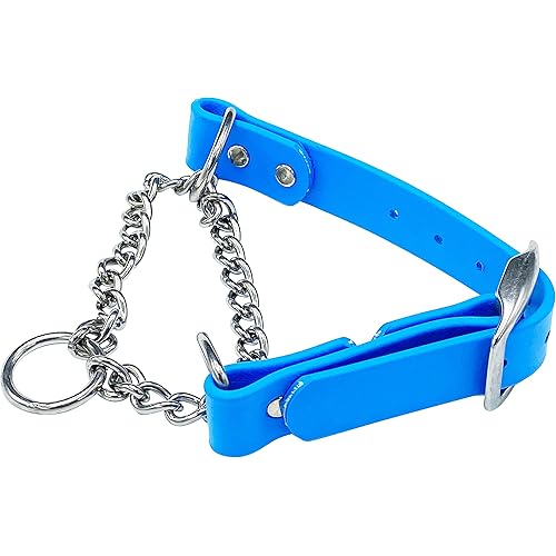 JIM HODGES DOG TRAINING Martingale Collar for Dogs, Biothane, Stainless Steel Hardware, No Pull, Made in The USA, Professional Grade, Extra Large, Light Blue