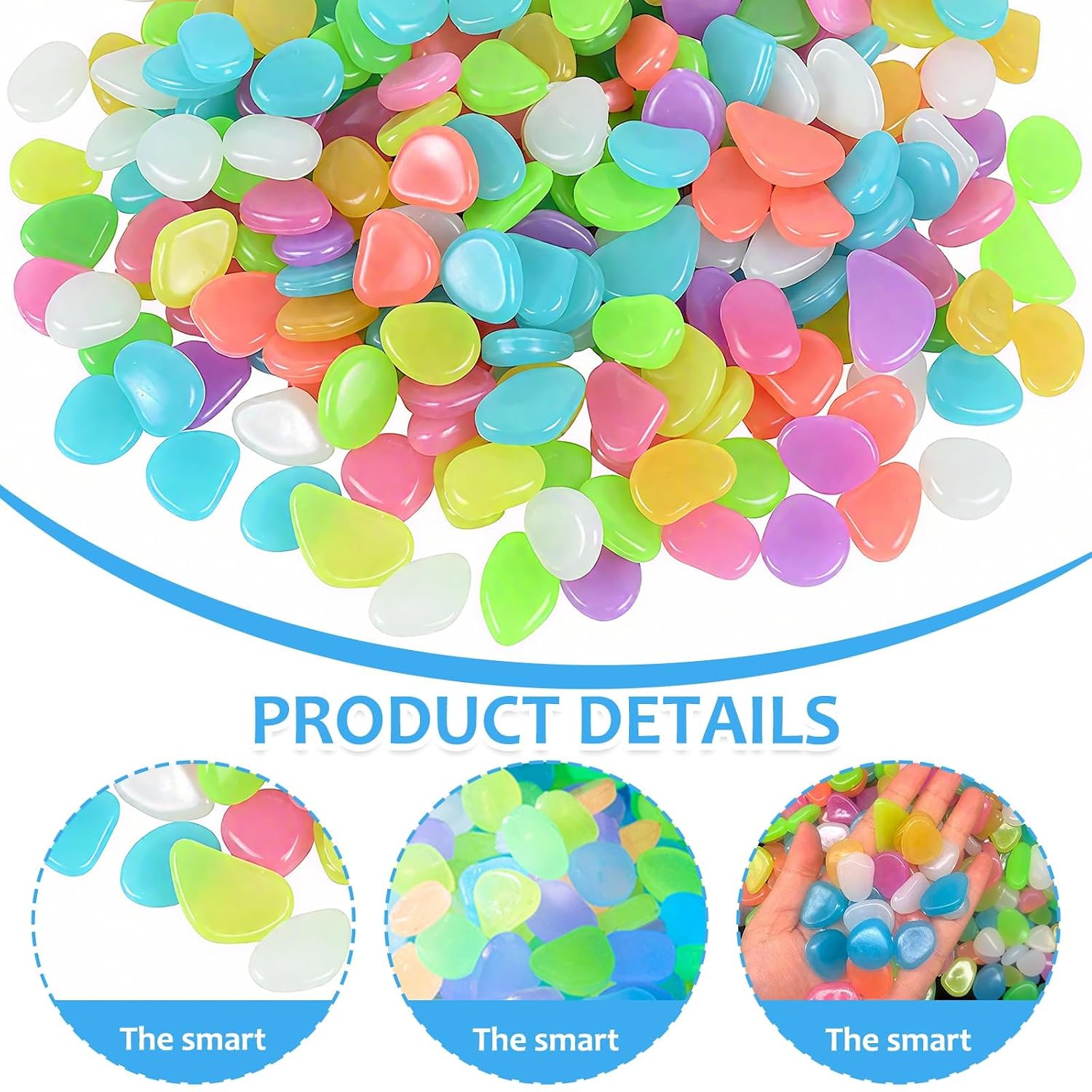 200Pcs Glow in the Dark Pebbles – 1cm Luminous Garden Stones