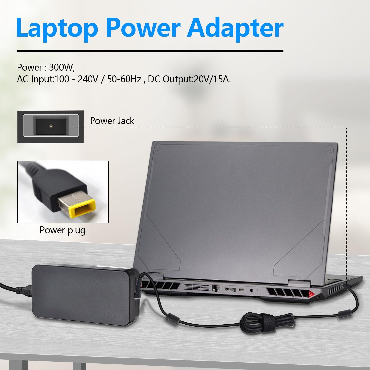 300W 20V 15A AC Adapter Laptop Charger for Lenovo Legion Por 5 5i 7 7i ThinkPad R9000P R9000K Y9000K Y9000X R7000P 9000P 9000K Lenovo 300W Power Adapter ADL300SDC3A with Power Cord