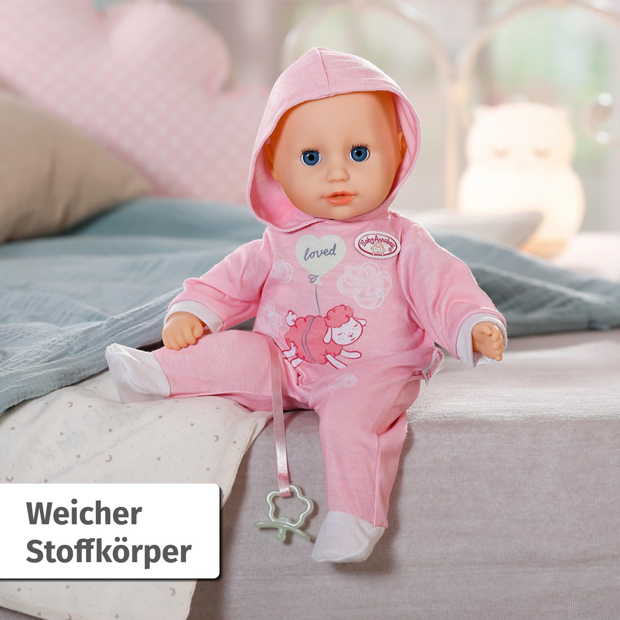 Baby Annabell Hannah Spiel mit Mir 36cm, Babypuppe mit 5 Funktionen, weichem Stoffkörper und Accessoires, 36cm große Puppe, für Kinder ab 1 Jahr, 711002 Zapf Creation