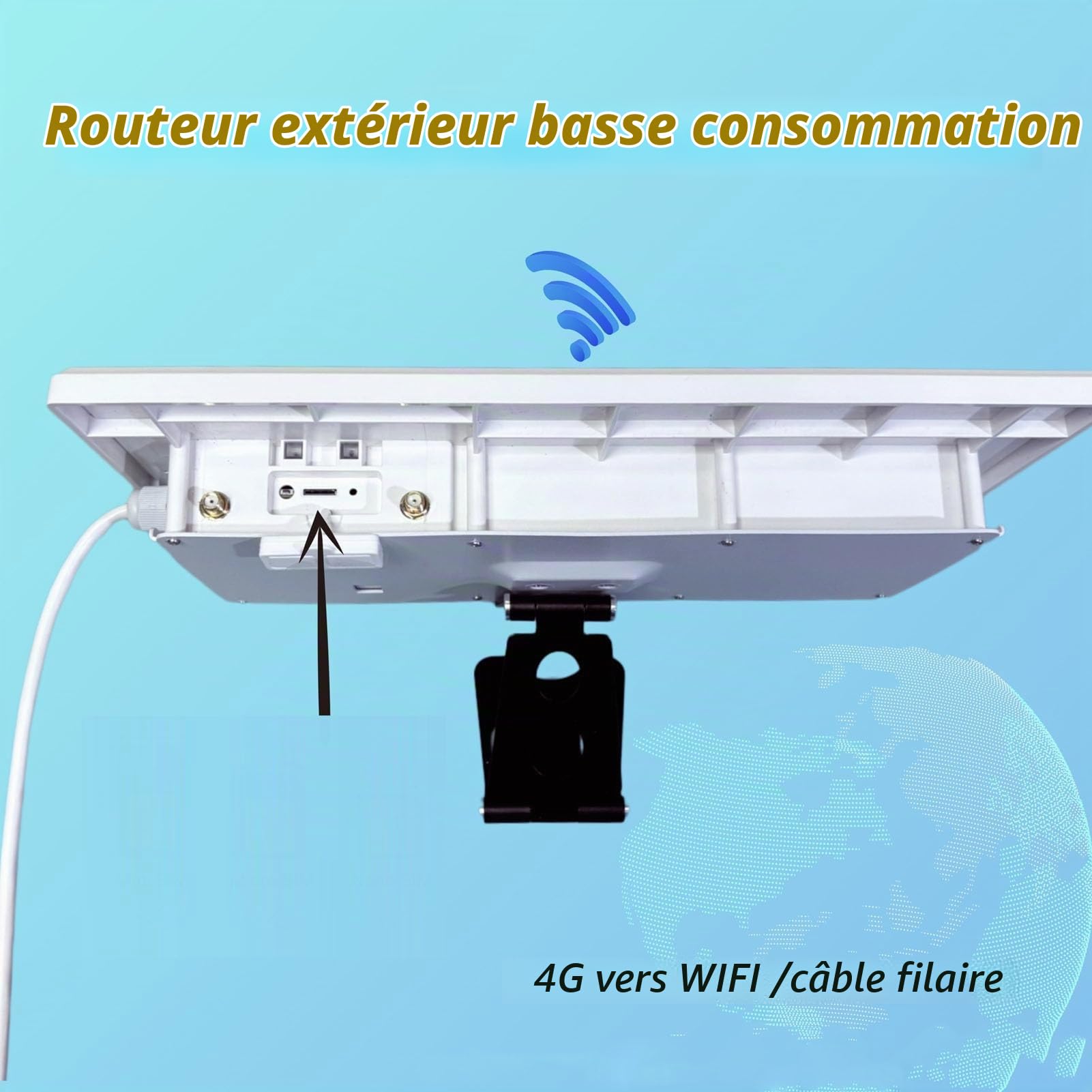 Bewinner Routeur de Modem 4G à énergie Solaire avec Extension WiFi 6, Panneau Solaire 12W, Batterie de 18000mAh, IP66 Proof, Portée de 150 M, Emplacement pour Carte SIM pour Le Camping (Antennes