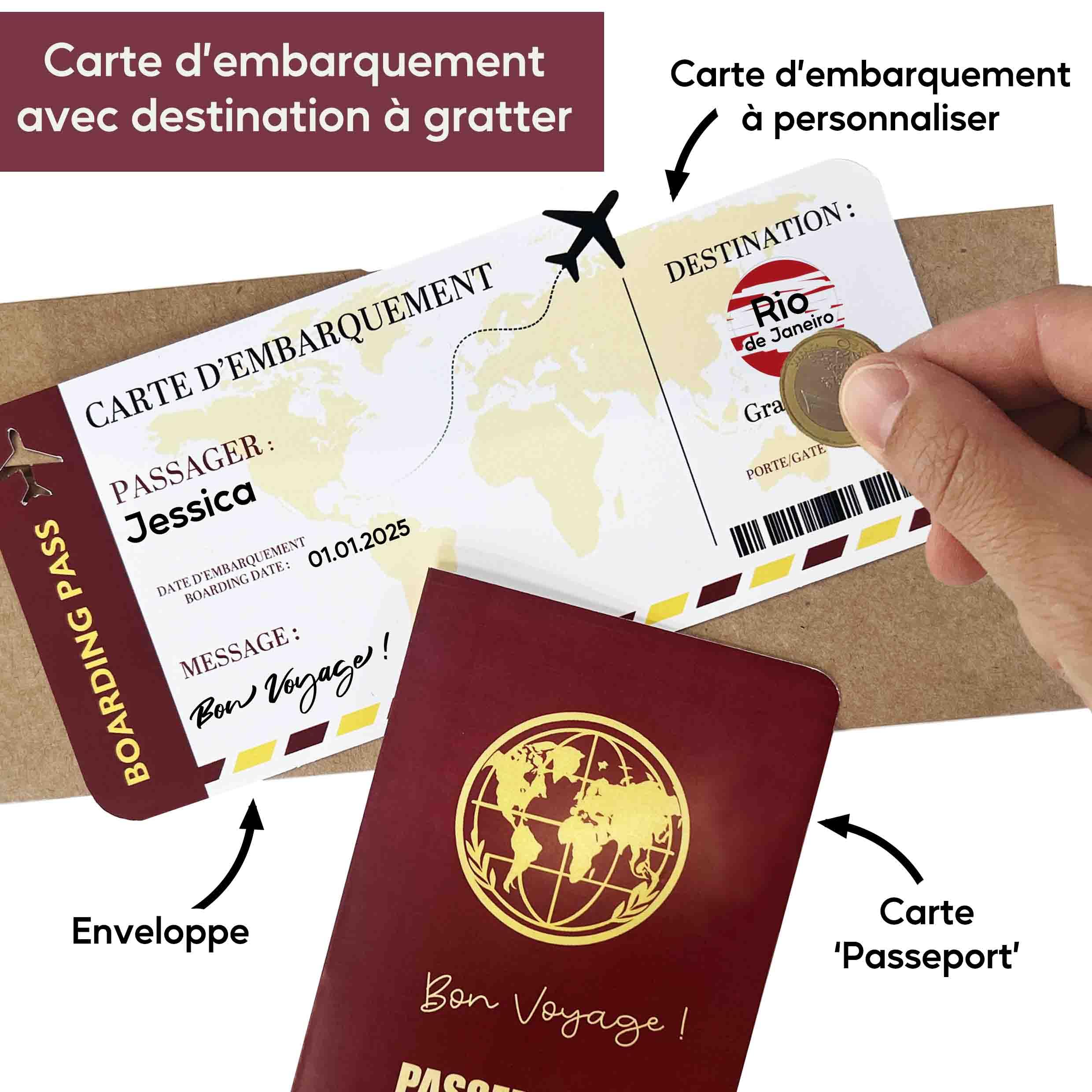 Carte Cadeau Voyage Carte Embarquement Personnalisée