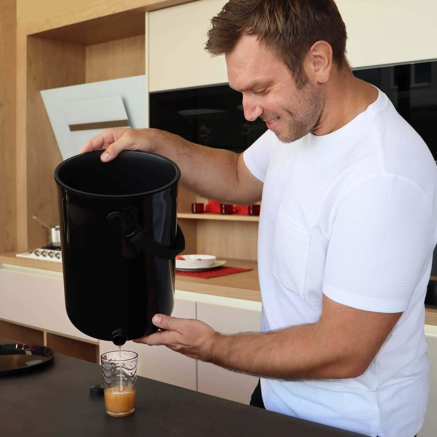 Set de 2 Cubos Bokashi Organko 2 Negro (9,6L) | Compostador orgánico con compactador + 1 kg de Activador de Fermentación EM-1