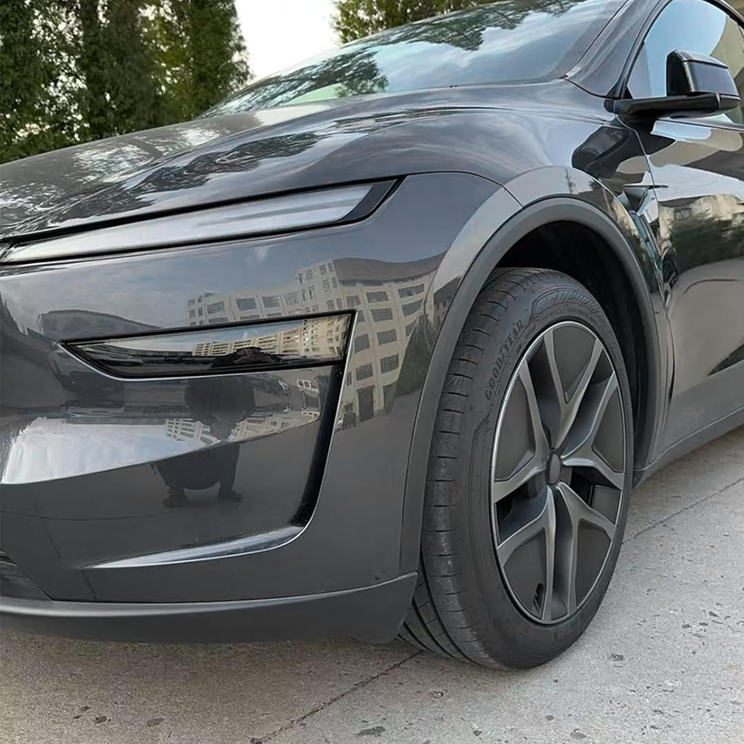 4PCS Wheel Covers for Model Y Juniper 19 Inch Gray Black Crossflow Wheel Hubcaps for Juniper 2026(Model Y Performance Look)