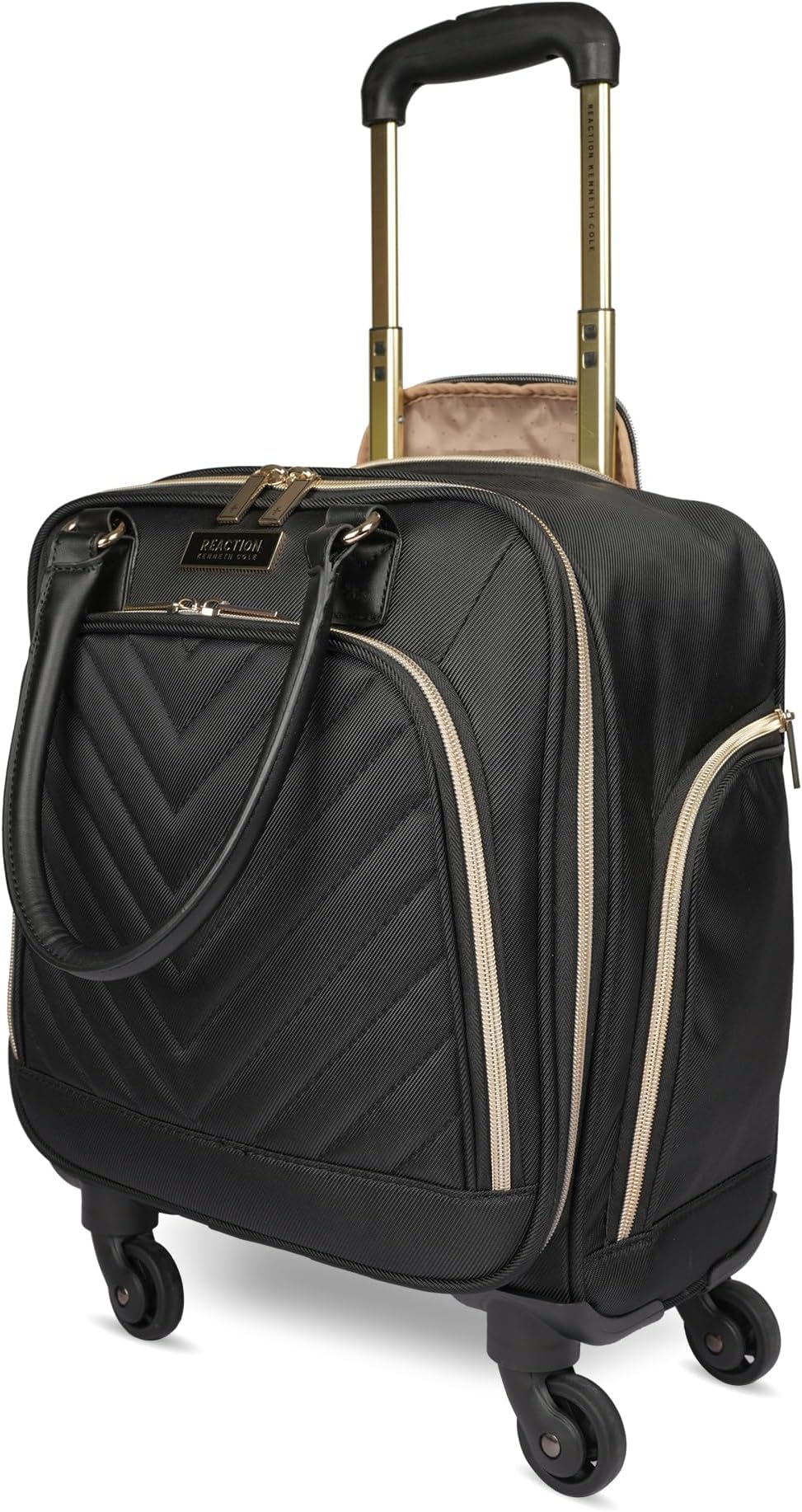 Chelsea Chevron Quilted Luggage, Black, Underseater, 17-Inch Carry On