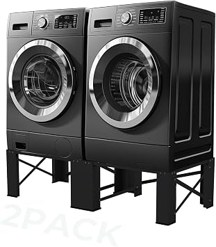 2 Pack Washer Dryer Laundry Pedestals - 28"" Laundry Pedestal for Washer and Dryer Stand, Steel Washing Machine Stand Raiser Set, Compatible with Most 4.8-5.3 cu. ft. Capacity Washer Black