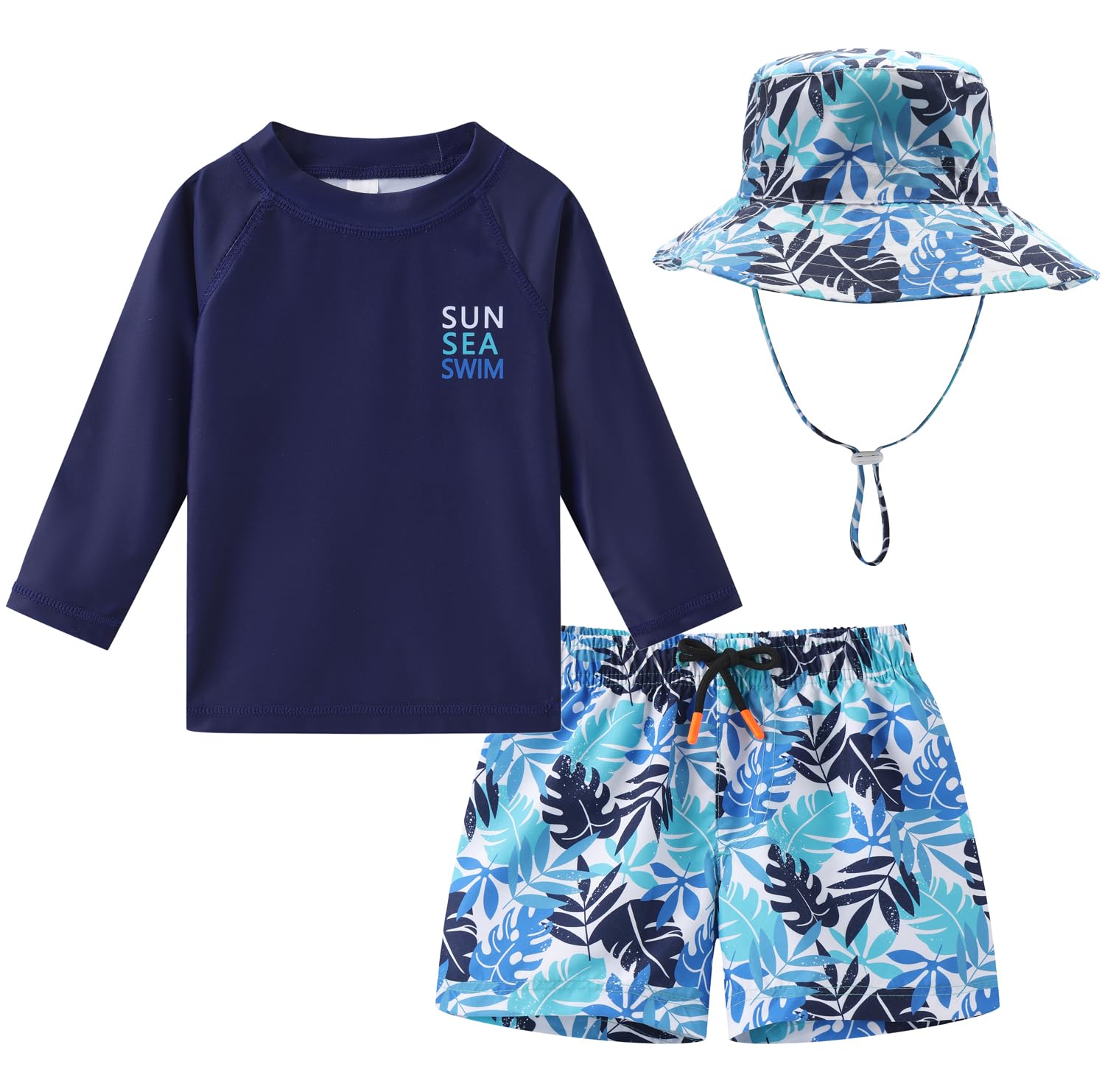 Funnypaja Toddlers and Baby Boys' 3-Piece Rashguard Sets with Hat