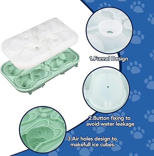 Miniatura 3 de XANGNIER Moldes de silicona para cubitos de hielo de Bulldog Francés, 4 agujeros 3D con formas divertidas, bandeja grande para cubitos de hielo para