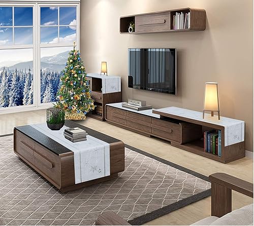 Miniatura 6 de Simhomsen Corredor de copos de nieve bordados, con cuentas, forrados para Navidad, para mesa, tocador o muebles (14 x 90 pulgadas)