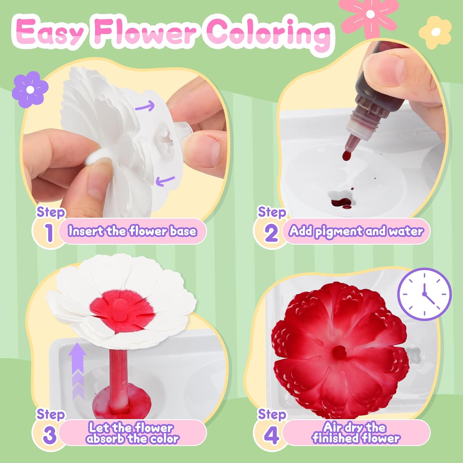 Crelloci DIY Paper Flower Craft Kit for Kids – Color Mixing STEM Art Toy with Flower Molds, Dropper Painting & Bouquet Display – Educational Gift for Girls Ages 6-12