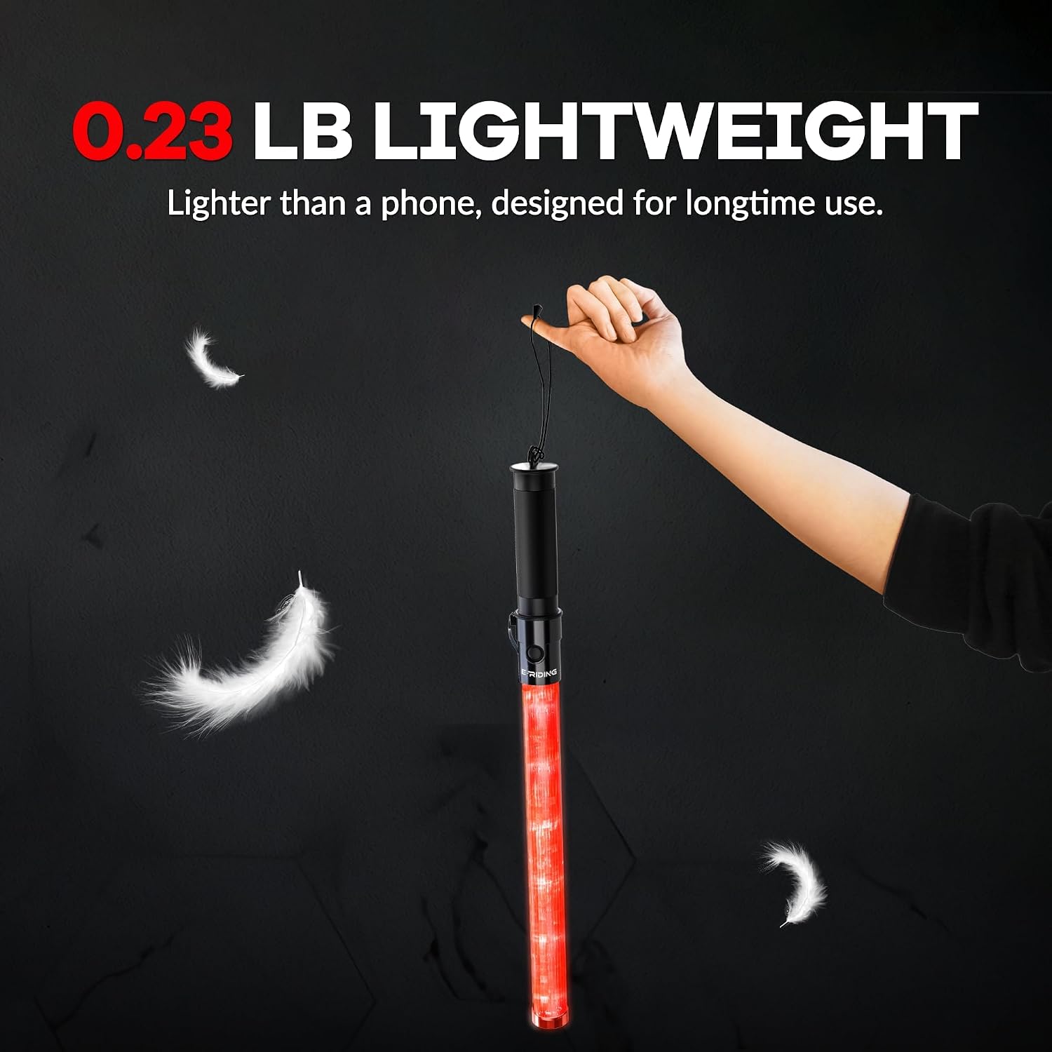  10 Pack 21 Inch Red Traffic Wand with 3 Flashing Modes thumbnail