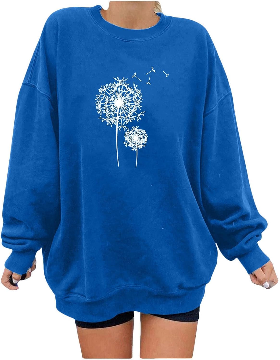 Sweat-shirt à Manches Longues Femme - Coupe Ample, Col Rond - Imprimé Tendance - Molleton Polaire - Automne/Hiver Haut Décontracté Femme