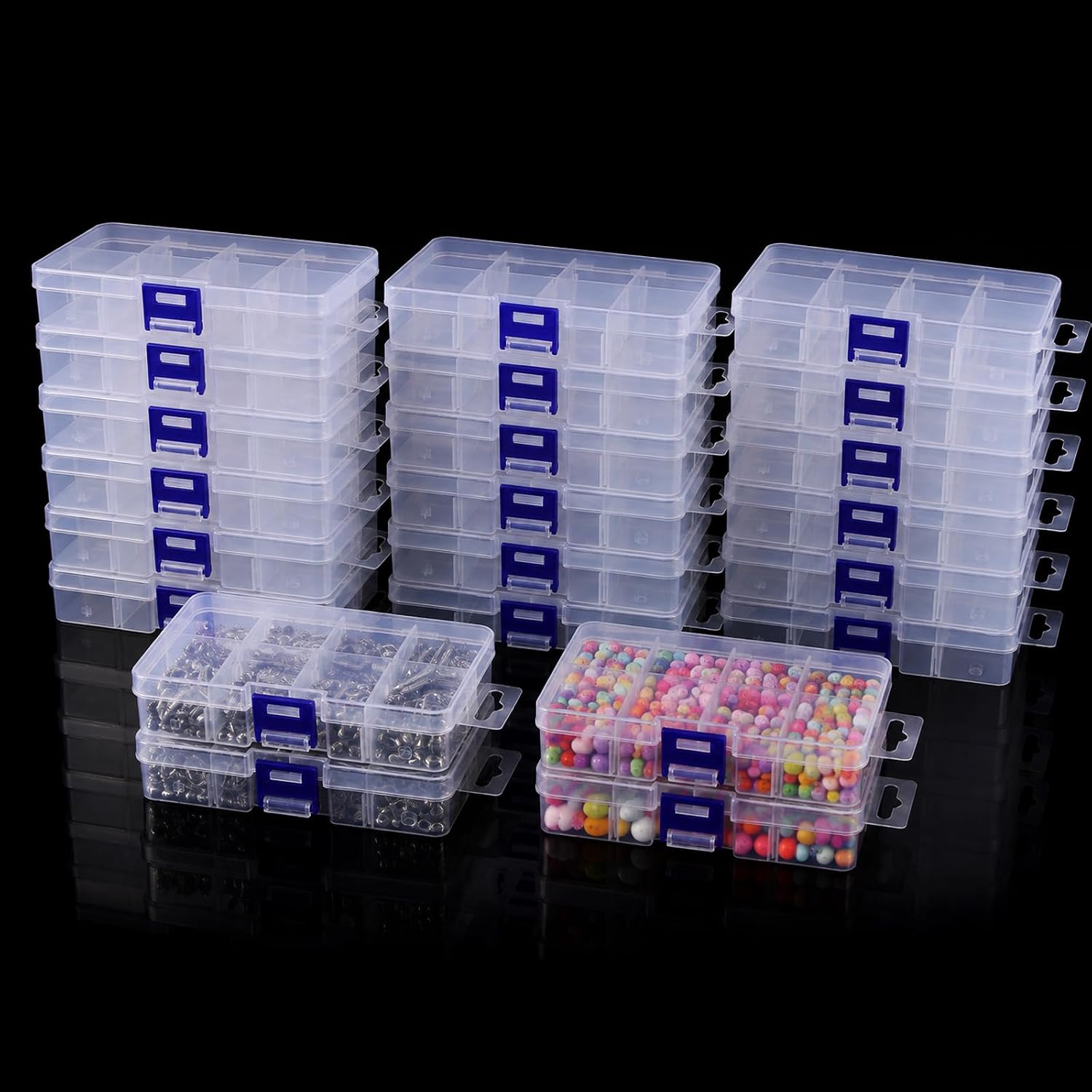 Storage Box 25-Pack 5.2"x2.45" 8 Grid Clear Plastic Case