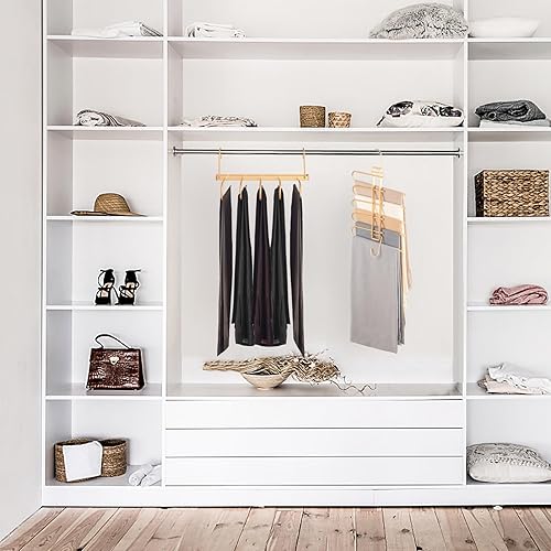 Miniatura 7 de Perchas para pantalones que ahorran espacio perchas de armario de 5 capas 2 usos estante multifuncional de metal resistente para ropa pantalones