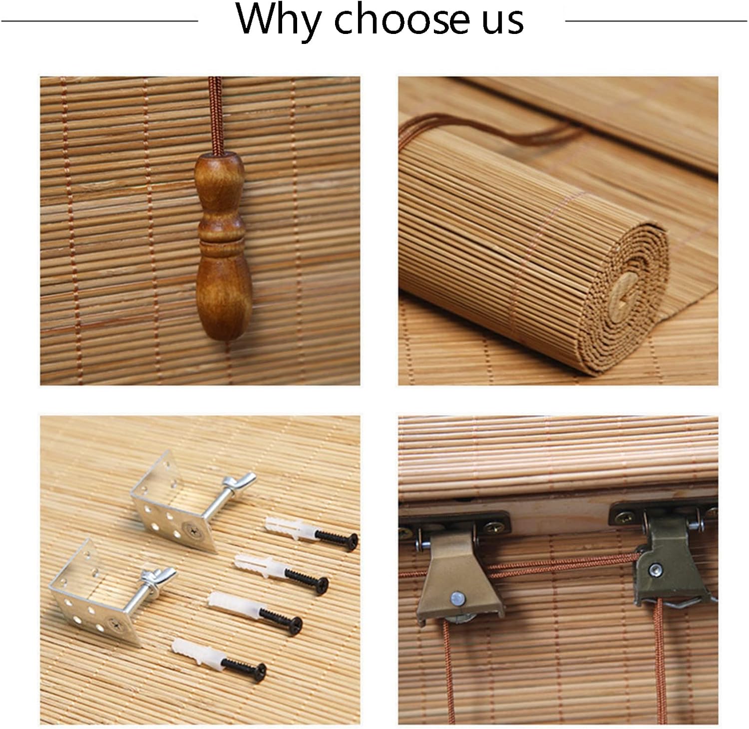 レトロな竹のローラーブラインド、ナチュラルウッドウィンドウローラーシェード、ライトフィルタリングロールアップブラインド、屋外スペース