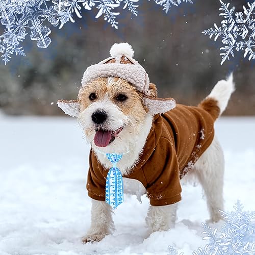 Miniatura 3 de Juego de 50 corbatas de invierno para perro con lazo, corbatas ajustables para gatos, juego de corbatas de muñeco de nieve, copo de nieve,