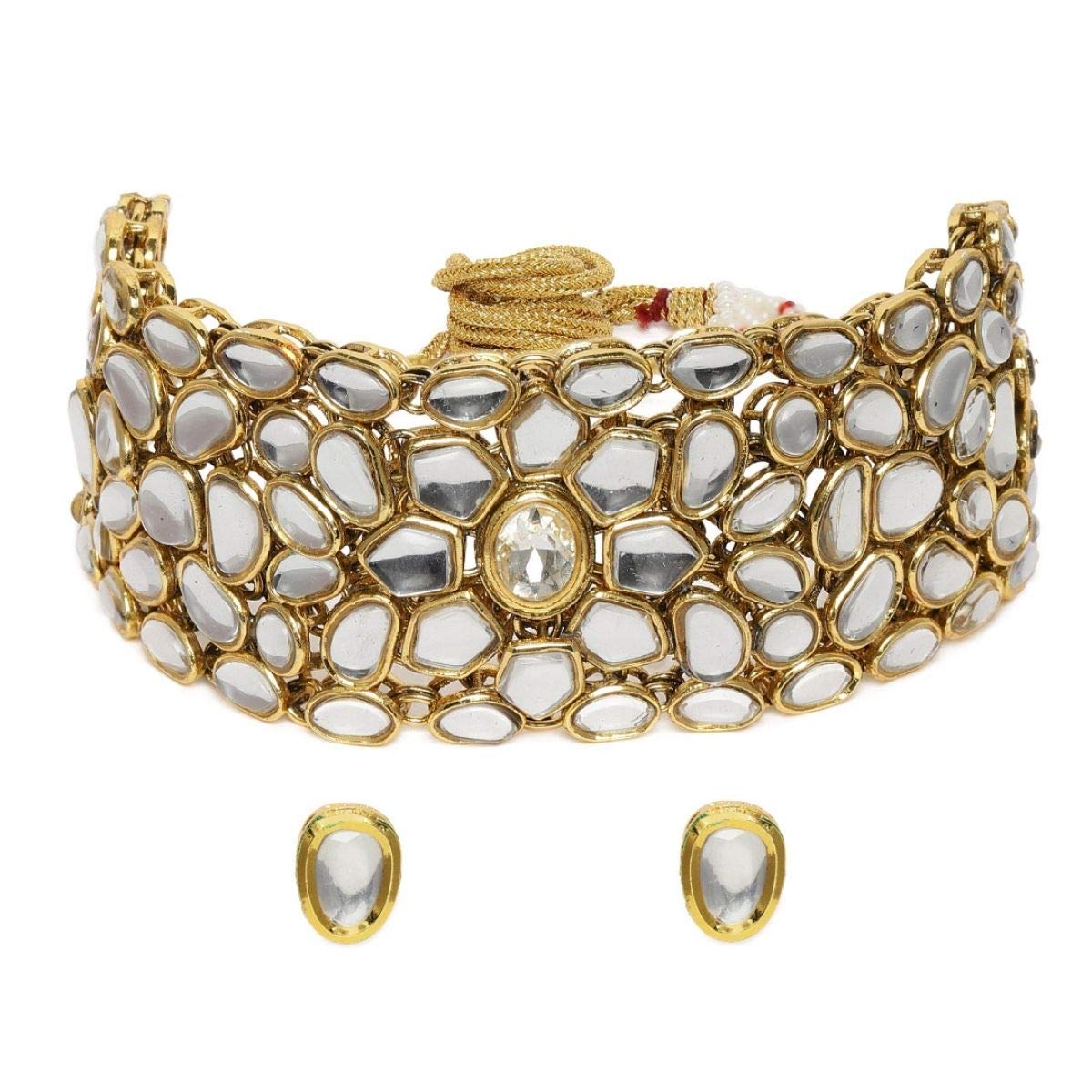 ACCESSHER Gold-Plated Kundan Bridal Choker Necklace Set with Earrings | Traditional Indian Ethnic Jewellery for Weddings &... - Review, Price and Buying Guide