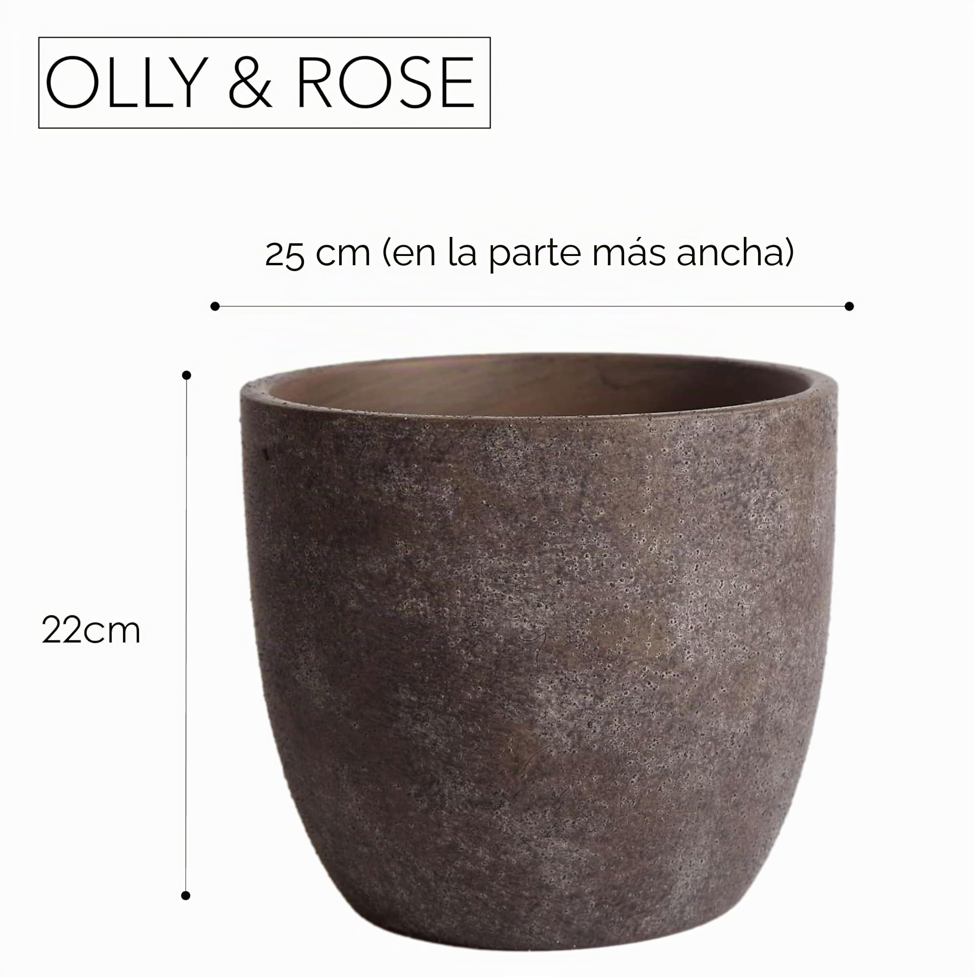 Olly & Rose grandes macetas de cerámica marrones lavadas