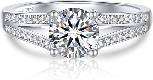 MomentWish 1ct Moissanite Engagement Ring for Women