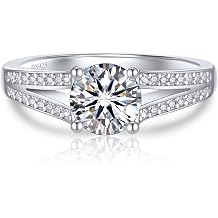 MomentWish Engagement Ring Women 1 Carat Moissanite Diamond Ring Women 925 Sterling Silver VVS1 D Color Engagement Wedding Gift for Women
