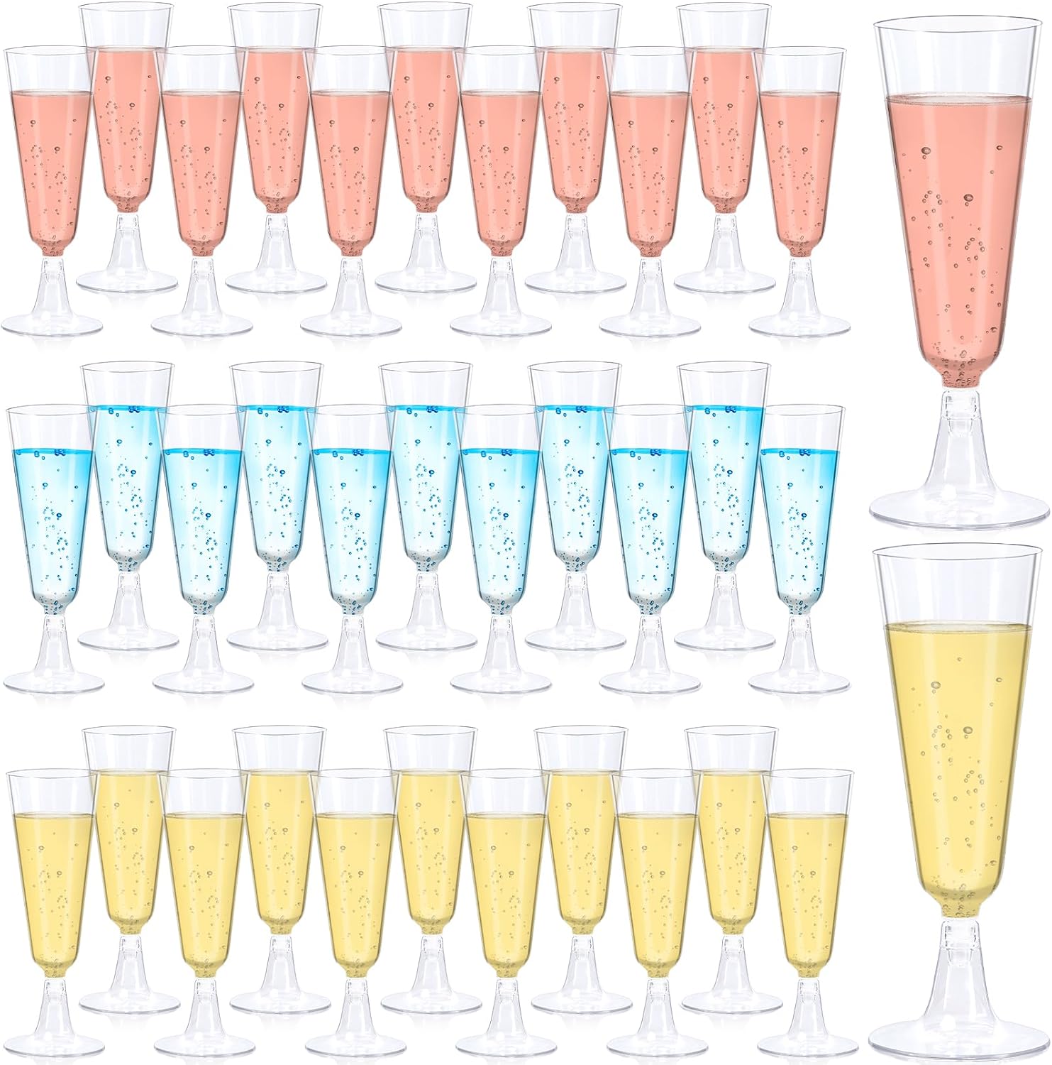 Jeffbaubl 40 Pack Plastic Champagne Flutes, 5.5 Oz Disposable Champagne Glasses, Clear Toasting Glasses Cocktail Cups, Plastic Wine Flutes Cups for Wedding Wine Tasting Birthday Party Supplies