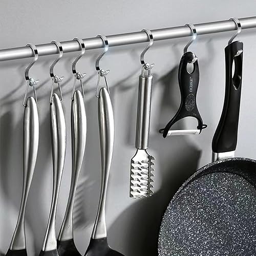 Miniatura 7 de Paquete de 10 ganchos planos en S Ganchos en S de acero inoxidable resistentes de 3 pulgadas para colgar ollas, sartenes, plantas, tazas de café,
