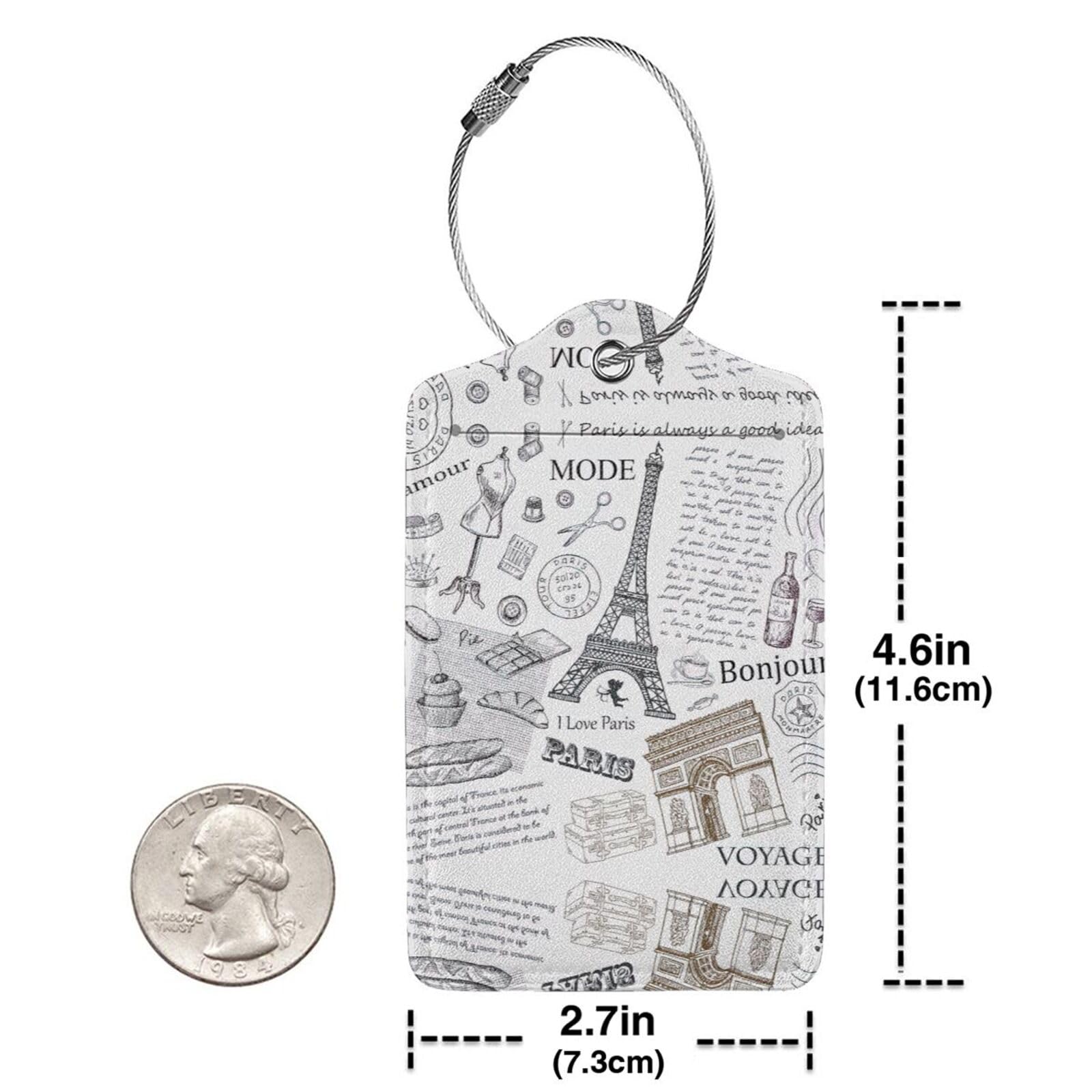 France Culture Drapeau Tour Eiffel Etiquettes à Bagages De Valises Etiquette Nom Adresse ID En Cuir Tags Pour Le Voyage(2pcs
