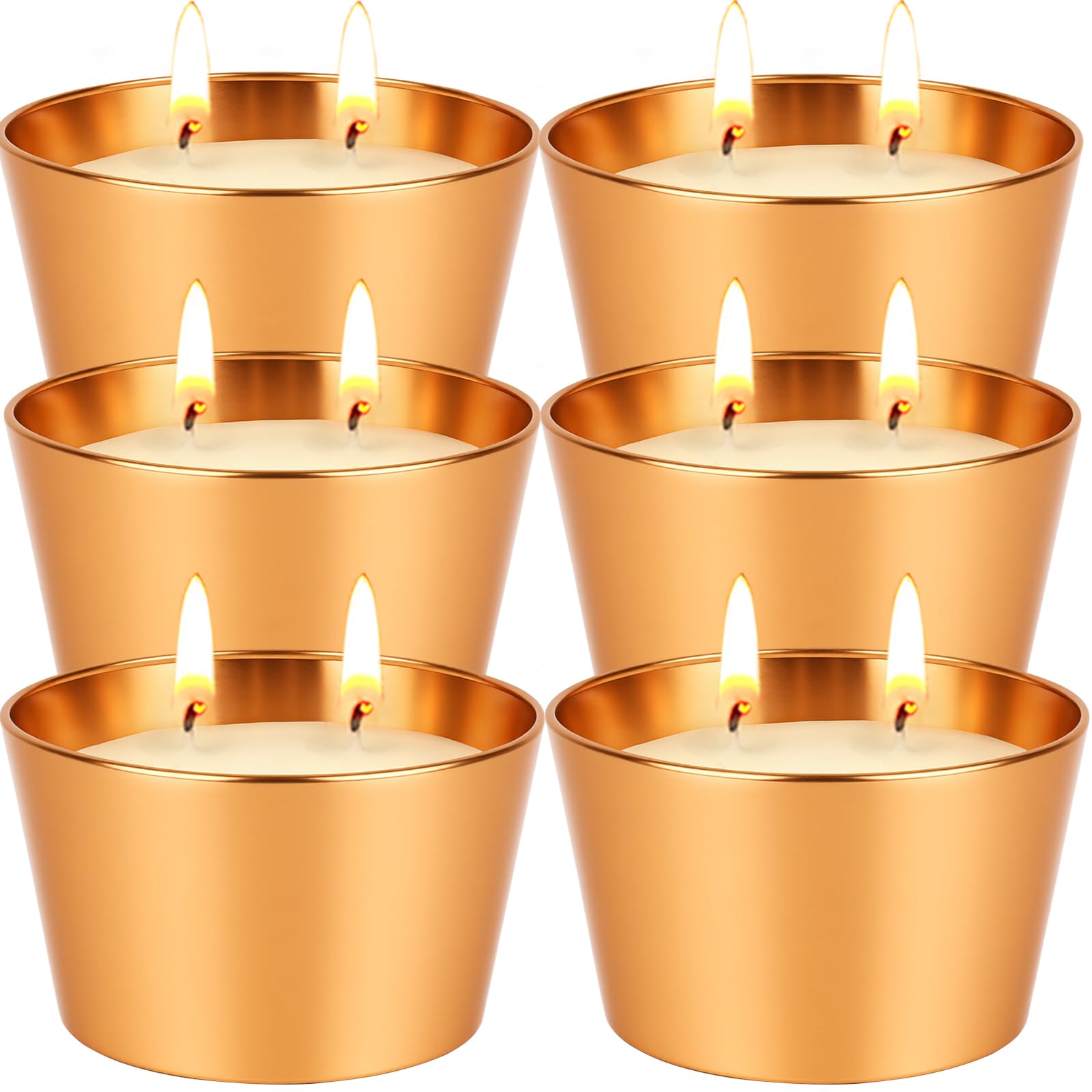Citronella Candles Outdoor, 6 Pack Large Citronella Candles with 2 Wick, 240 Hours Long Burning Garden Citronella Candle, Portable Outdoor Candle for Garden, Camping, Yard Party, Indoor, Outside