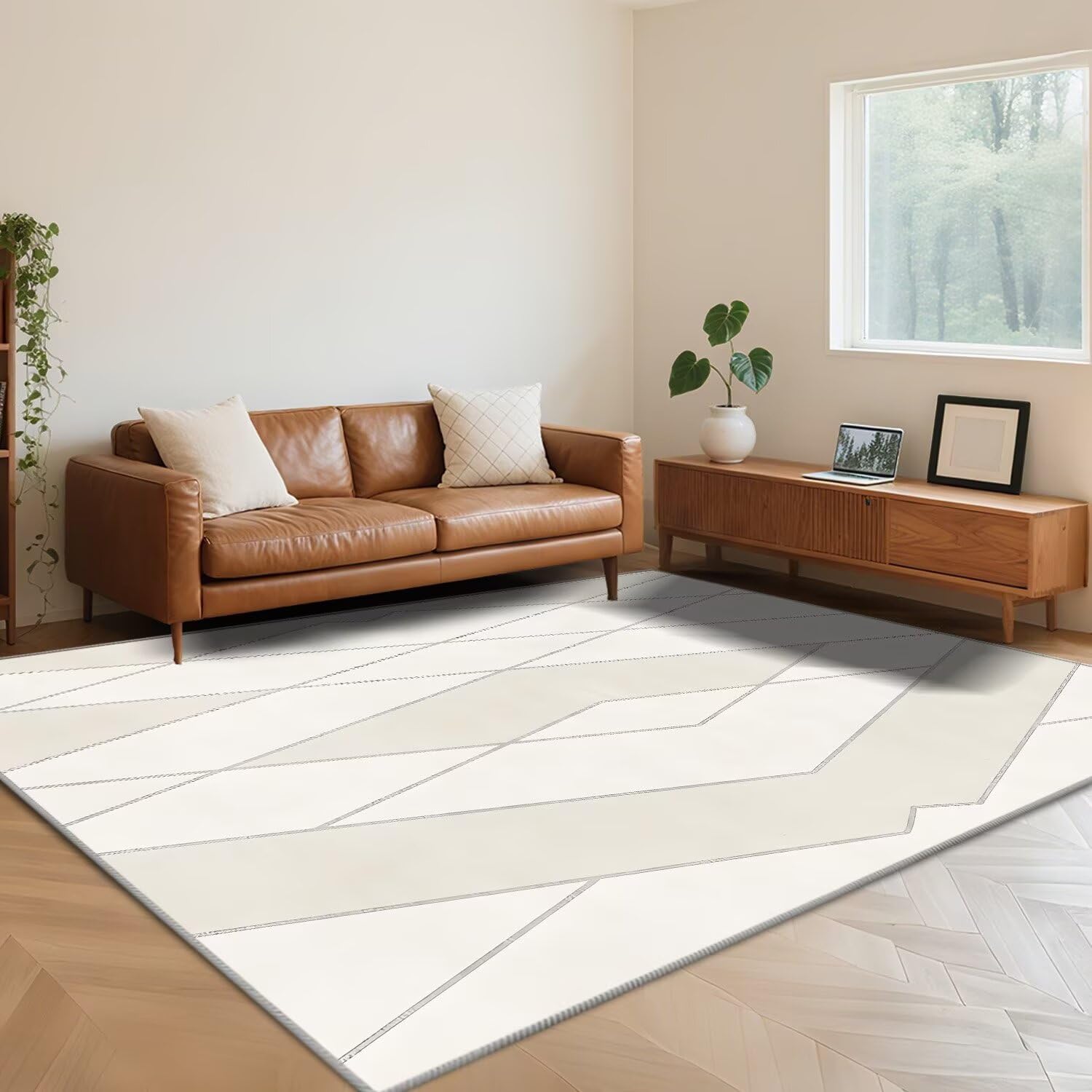Tapis doux à poils courts blanc pour salon et chambre 160x230 cm