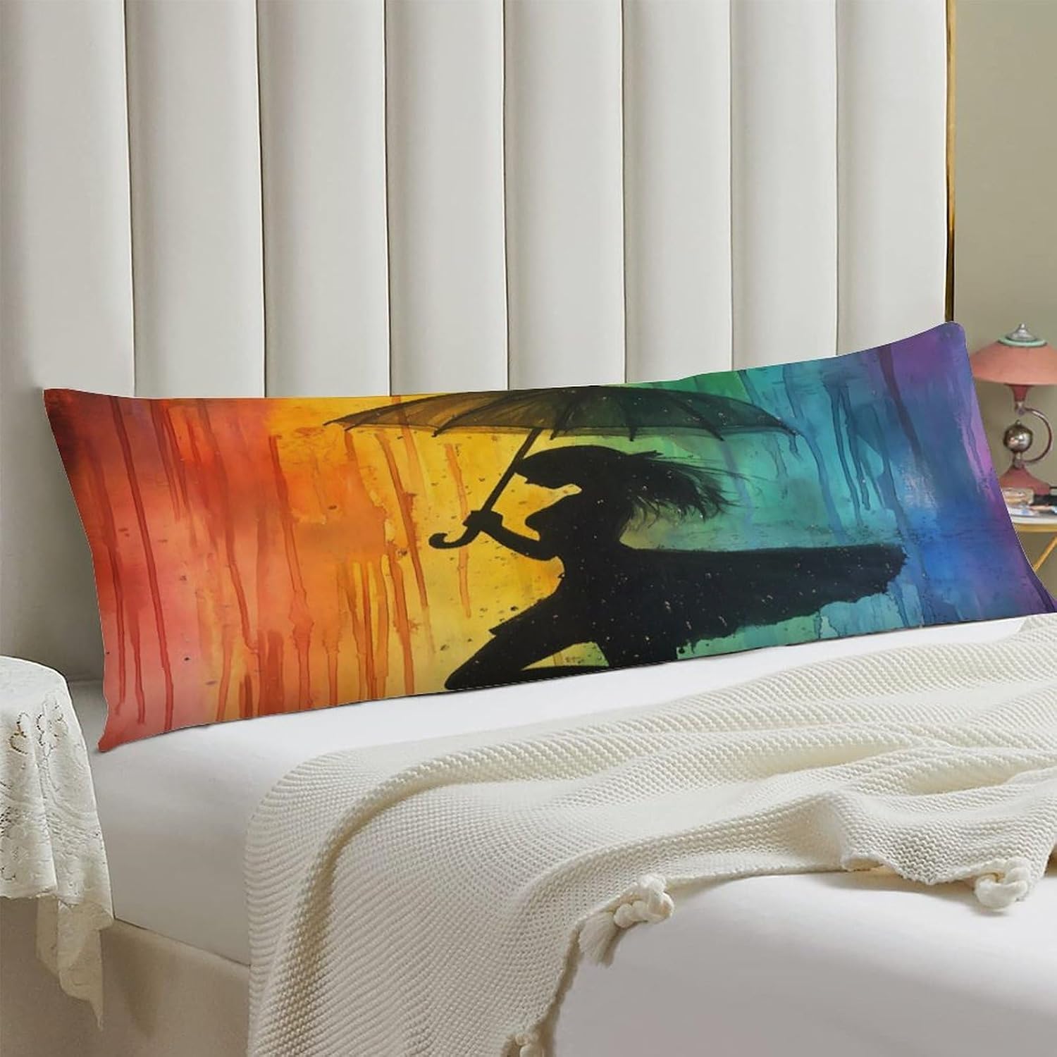 Elegant Girl in Rain Body Pillow Cover Long Pillowcase Cushion Pillow Case for Bedroom Home Decor