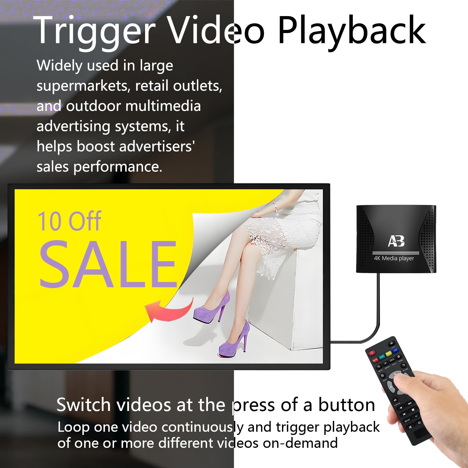 Lettore multimediale digitale 4K Ultra HD per unità USB e schede microSD, con HDMI e analogico AV, segnaletica digitale, con riproduzione automatica, ripresa e looping per video H.265, musica e foto