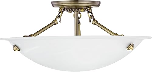 Miniatura 4 de Livex Lighting 4273-01 Oasis - Soporte de techo con 3 luces, latón antiguo