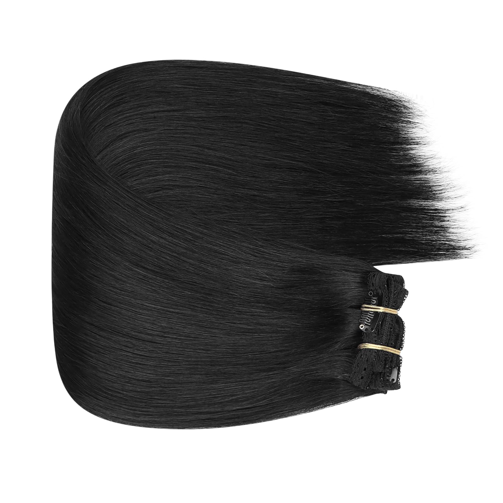 Fshine Extension Capelli Tessitura Neri Jet Extension Cucite Capelli Veri Lisci Brasiliani Remy Human Hair 100g 35cm Bundles Extensions Professionali #1 Matrimonio | Raw Hair Tessitura, Texture morbida setosa, aspetto naturale, occasioni quotidiane, uso p