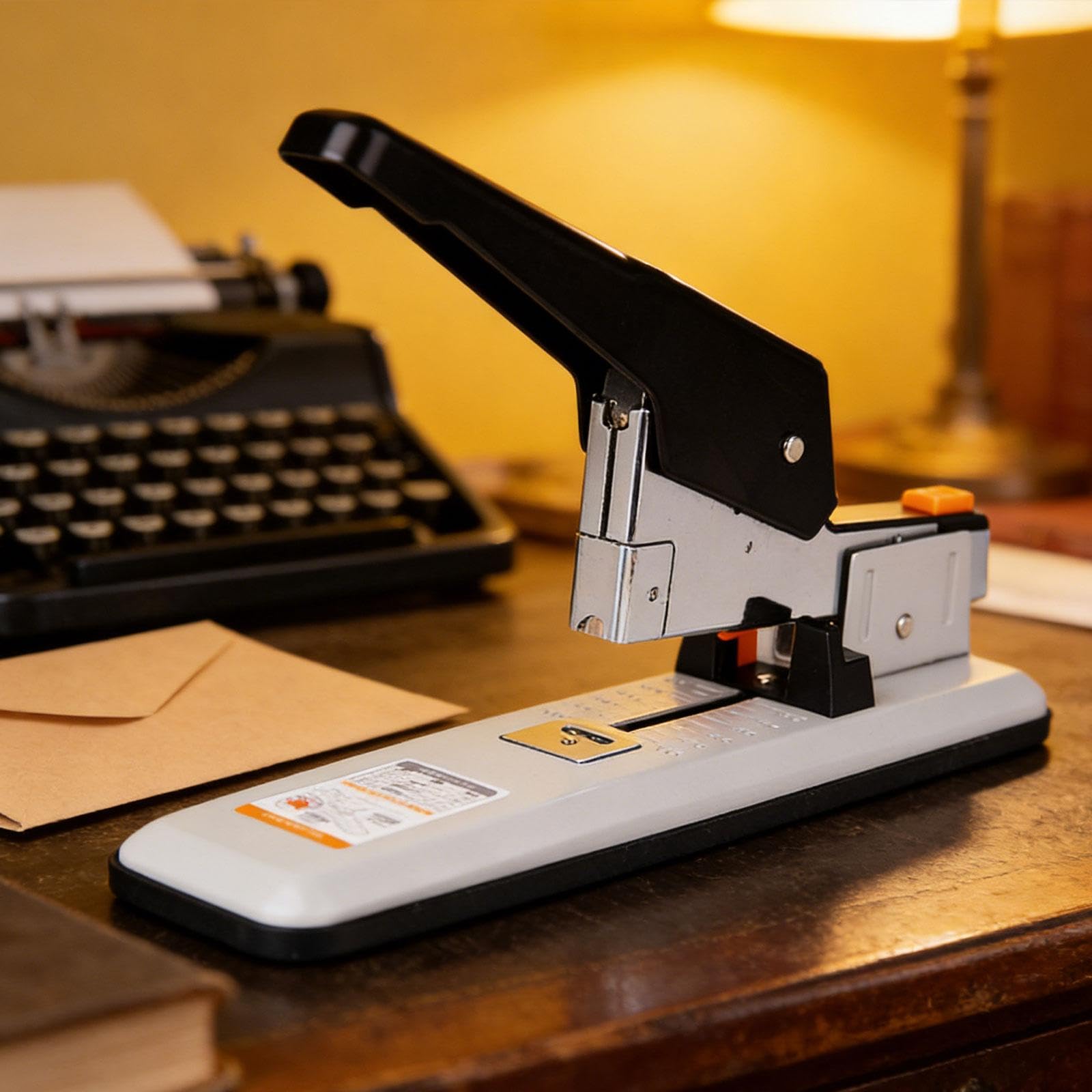 perfeclan Grapadora de escritorio de alta resistencia, portátil y resistente, para uso doméstico, ergonómica, de acero, para oficina, manual, Blanco