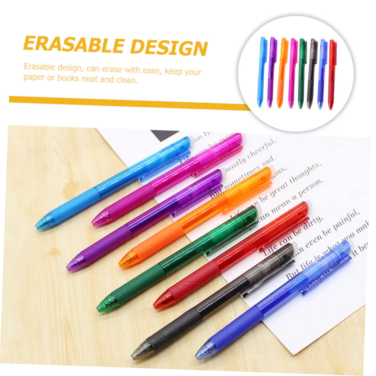 DOITOOL 24 Pièces Lot de Stylos Gel Effaçables Colorées Lisse sans Bavure Parfait pour Étudiants et Bureau Pratique