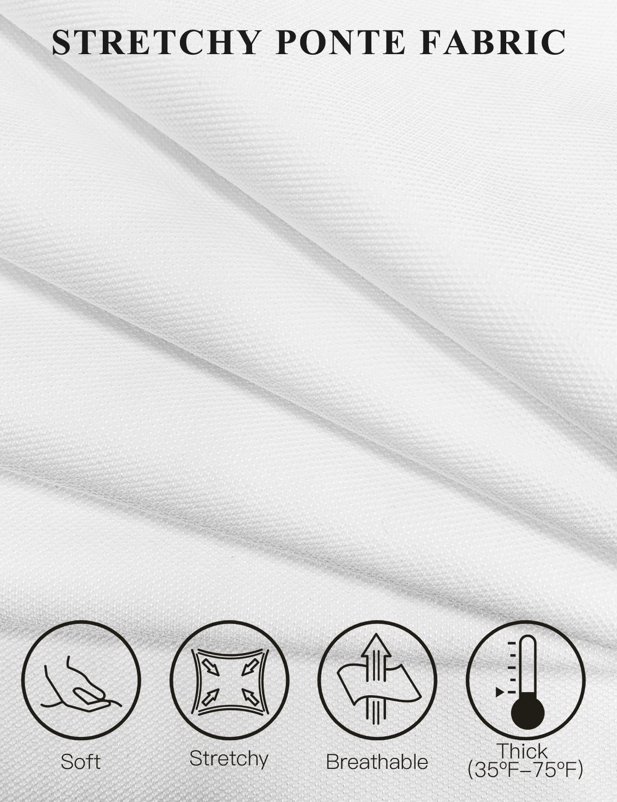 Tapata Modern/Fitted Pantalones de Vestir, Blanco, S/86 cm Tiro para Mujer