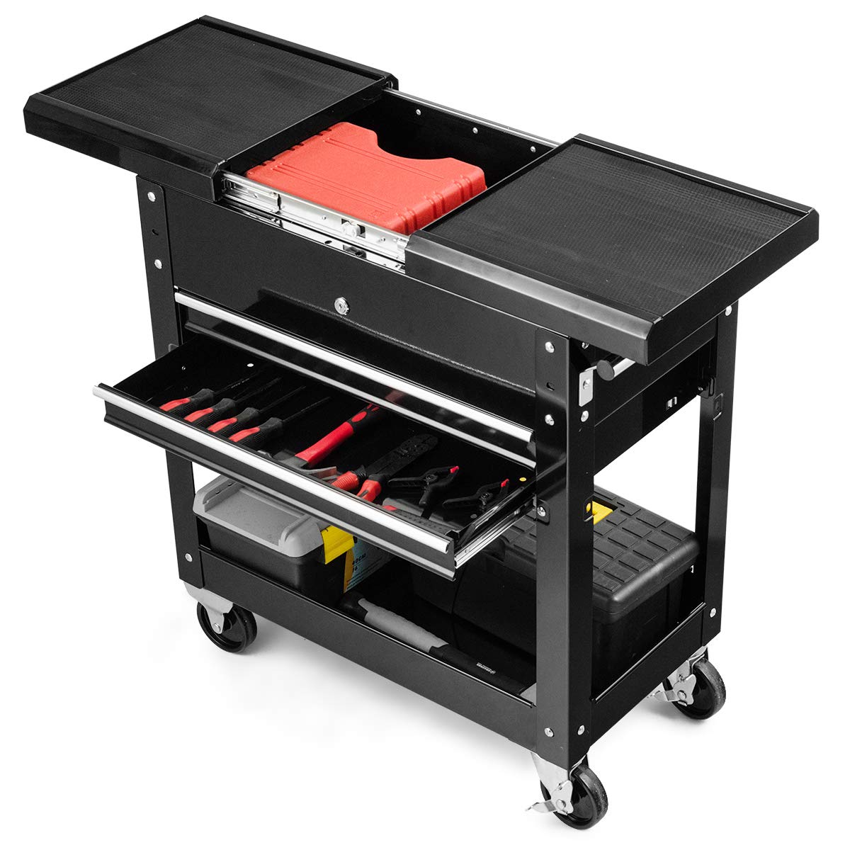 Goplus Rolling Tool Box, Tool Cart on Wheels with Storage