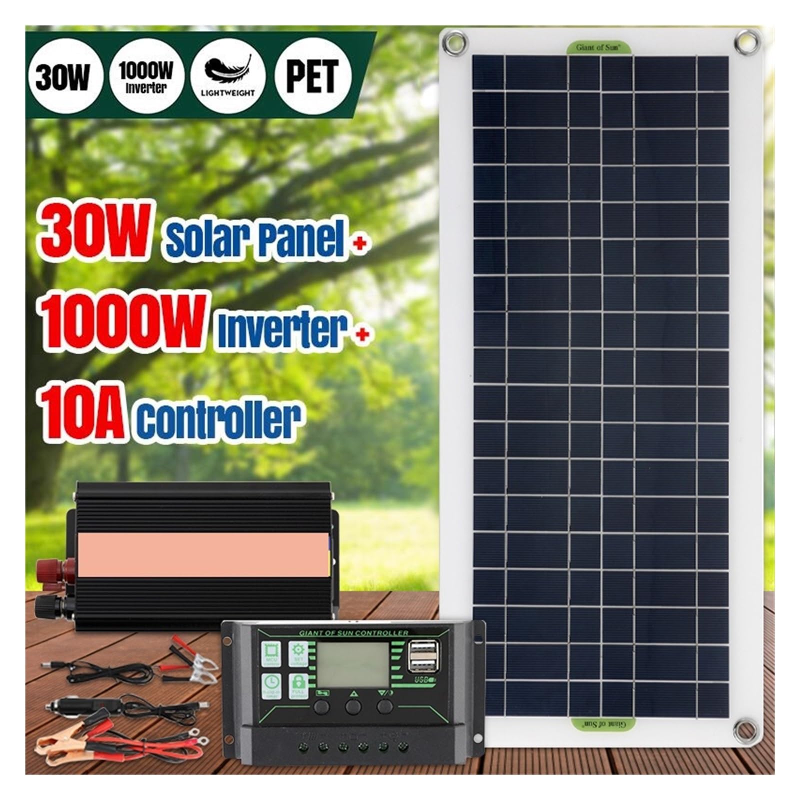 System zasilania energią słoneczną 30W Panel słoneczny Ładowarka Inwerter Zestaw USB Kompletny kontroler Home Grid Camping Idealny Wynik(Style 2)